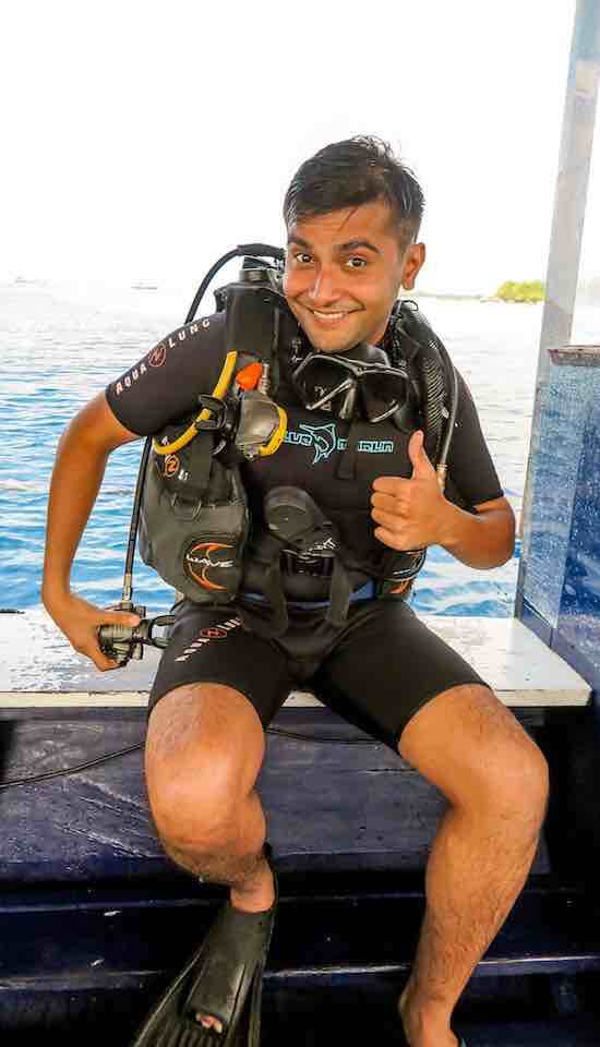 Getting ready to go diving